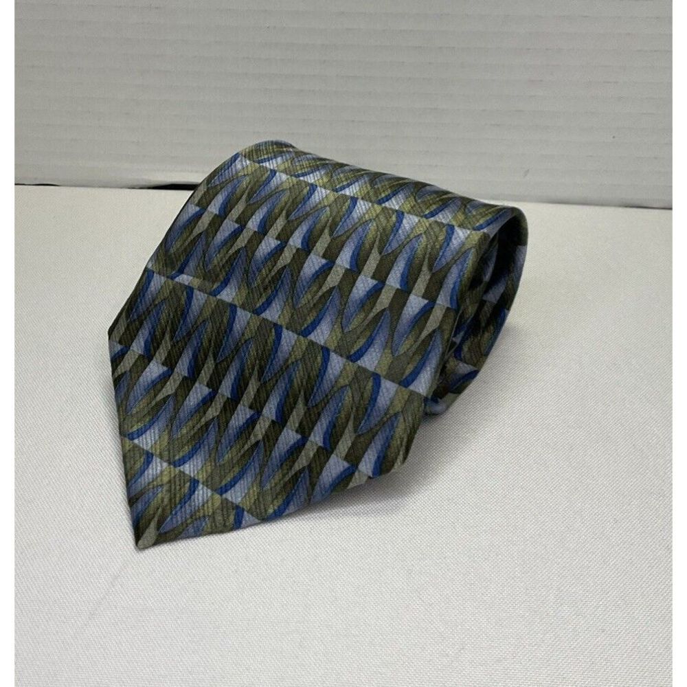 Preswick & Moore‎ Collection 100% Silk Necktie Green/Blue/Silver 59" X 4"
